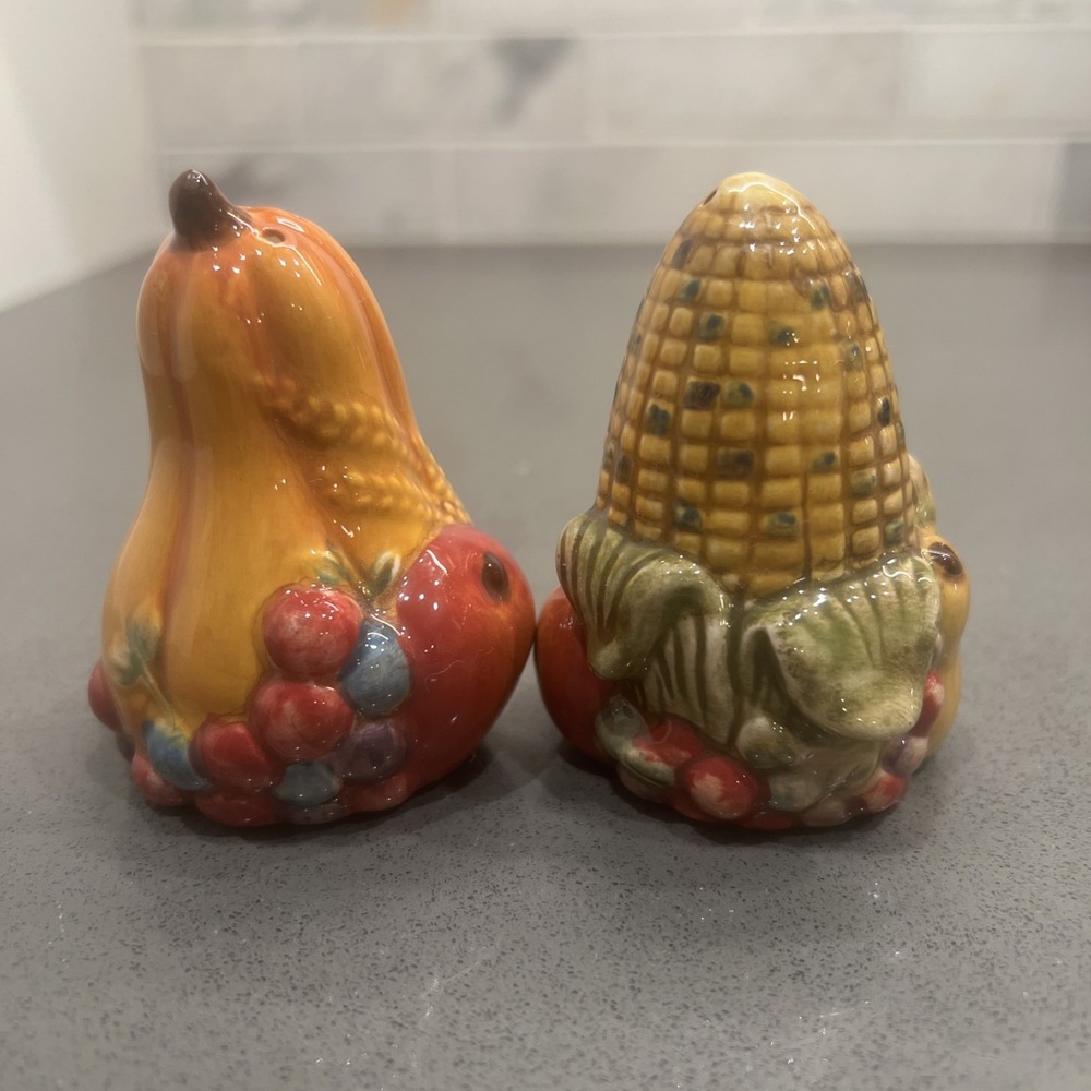 Vintage Vanson Corn Gourd Salt Pepper Shakers Ceramic Thanksgiving Fall